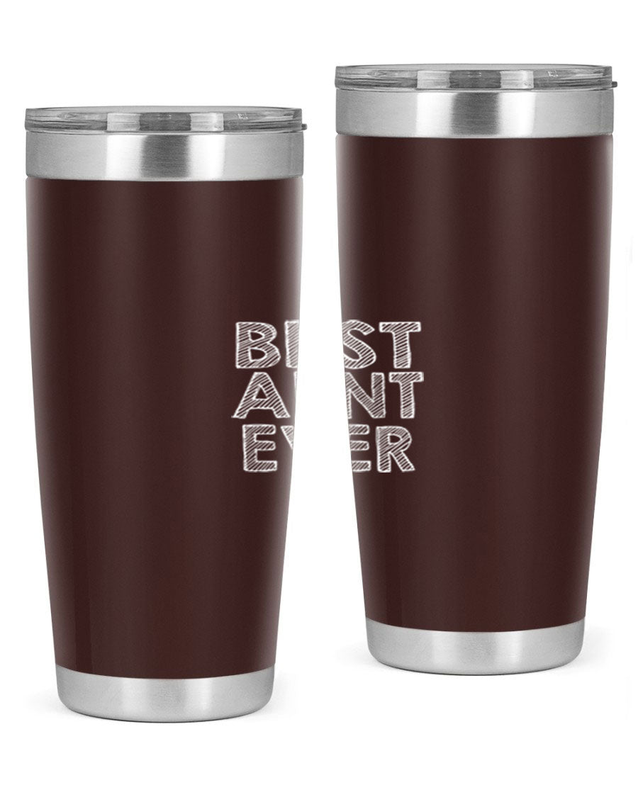 Best Aunt Ever Tumbler in stainless steel with a stylish design, perfect for hot and cold beverages.