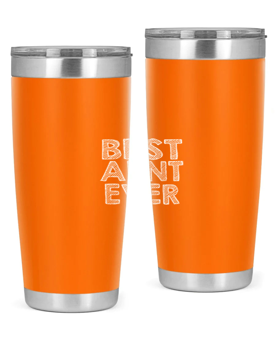 Best Aunt Ever Tumbler in stainless steel with a stylish design, perfect for hot and cold beverages.