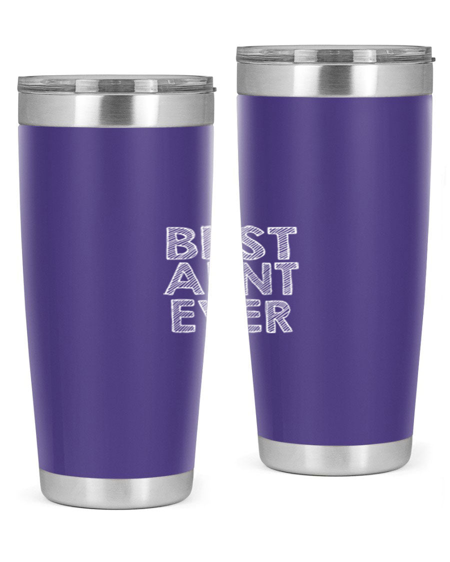 Best Aunt Ever Tumbler in stainless steel with a stylish design, perfect for hot and cold beverages.