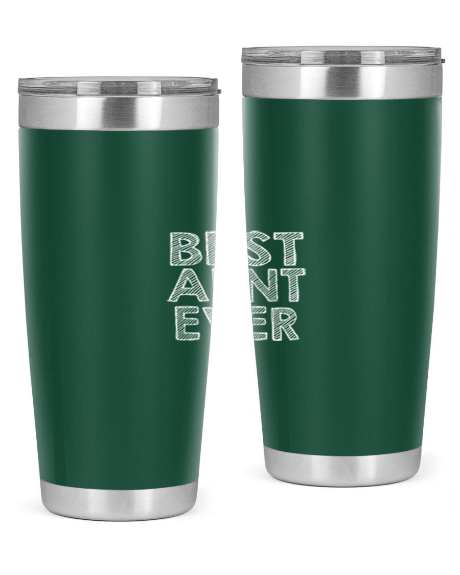 Best Aunt Ever Tumbler in stainless steel with a stylish design, perfect for hot and cold beverages.