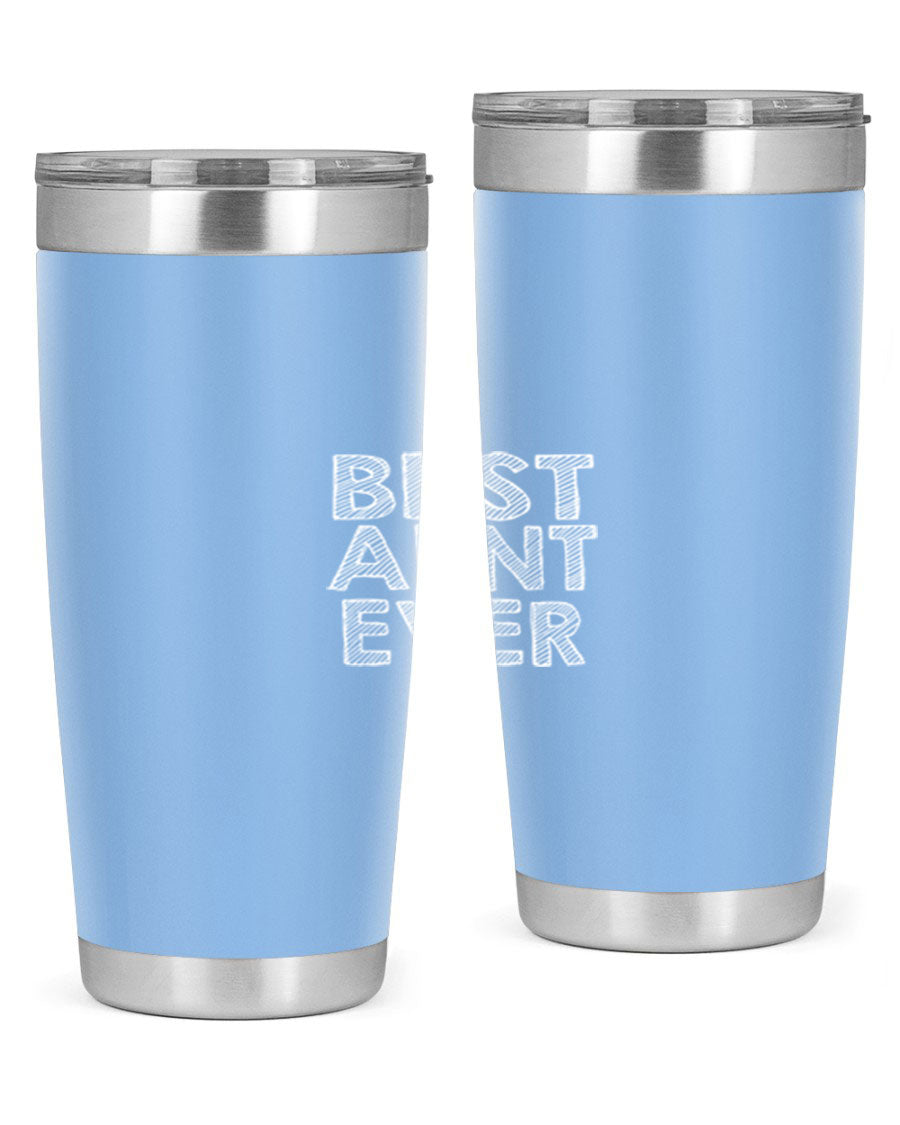 Best Aunt Ever Tumbler in stainless steel with a stylish design, perfect for hot and cold beverages.