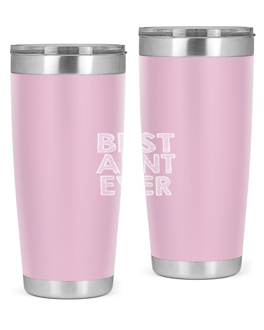 Best Aunt Ever Tumbler in stainless steel with a stylish design, perfect for hot and cold beverages.