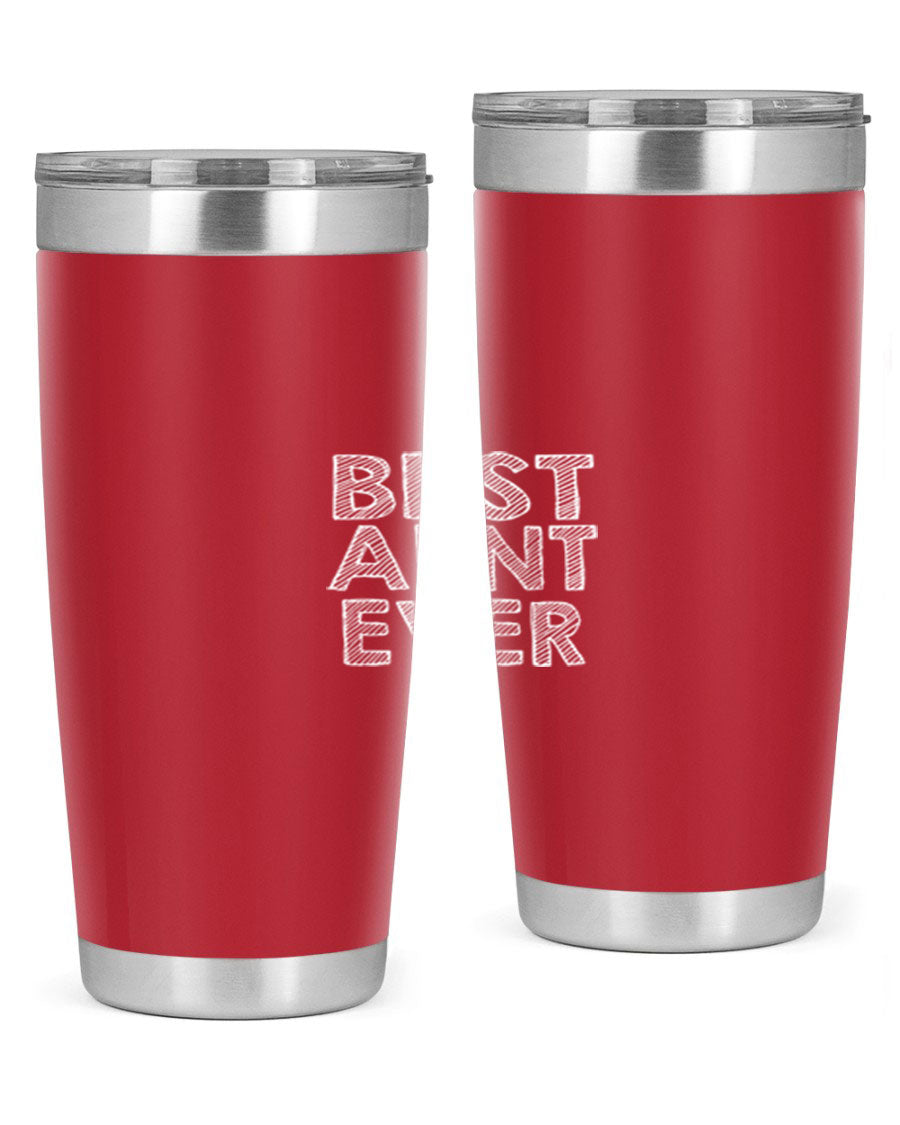 Best Aunt Ever Tumbler in stainless steel with a stylish design, perfect for hot and cold beverages.