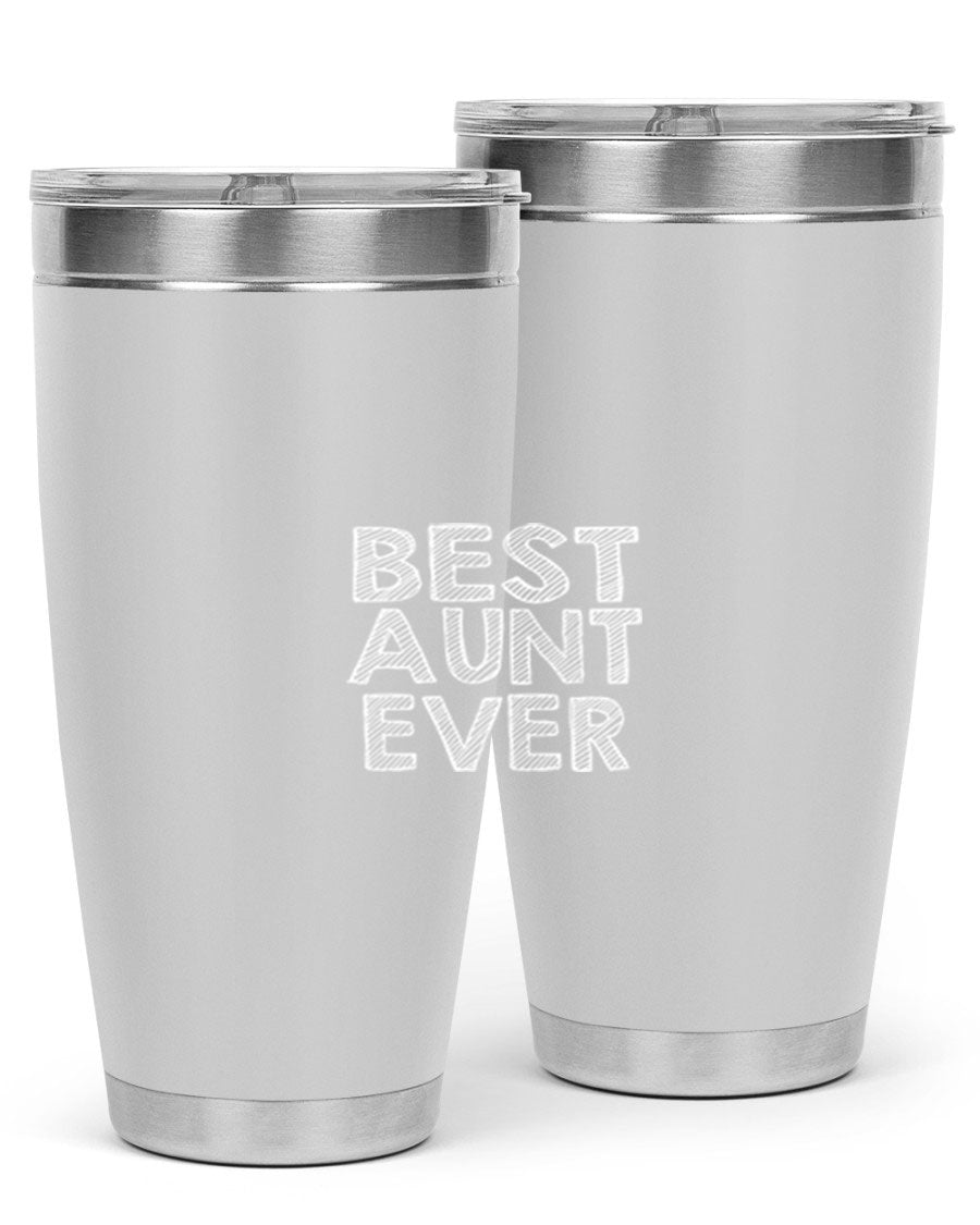 Best Aunt Ever Tumbler in stainless steel with a stylish design, perfect for hot and cold beverages.