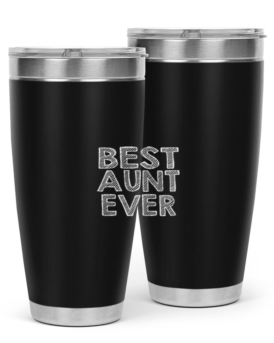 Best Aunt Ever Tumbler in stainless steel with a stylish design, perfect for hot and cold beverages.