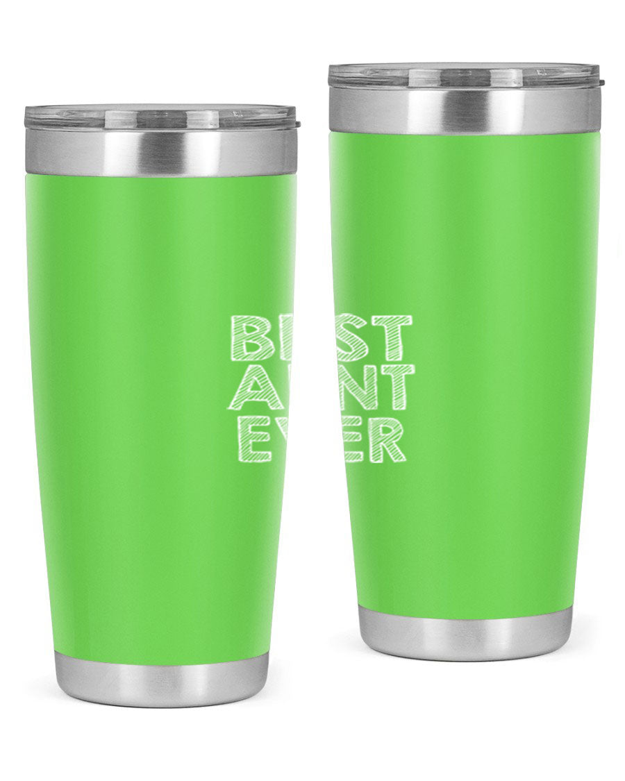 Best Aunt Ever Tumbler in stainless steel with a stylish design, perfect for hot and cold beverages.