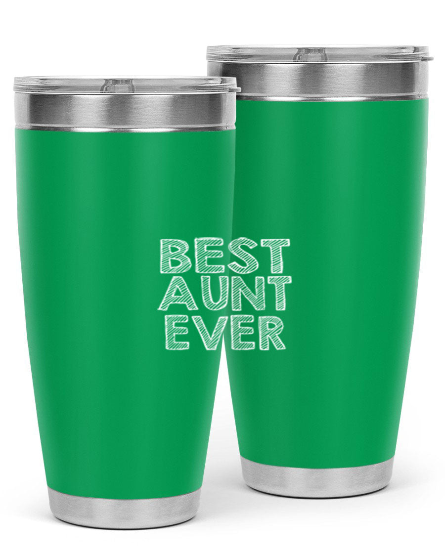 Best Aunt Ever Tumbler in stainless steel with a stylish design, perfect for hot and cold beverages.