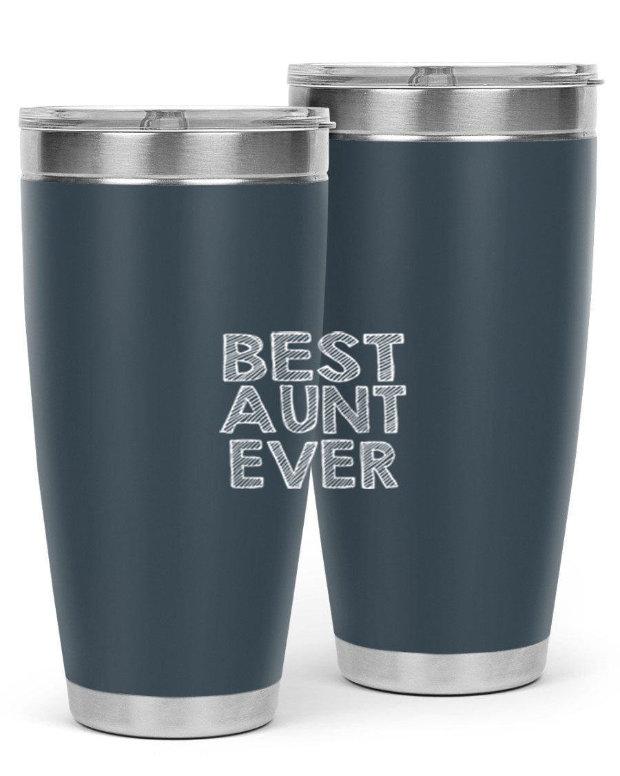 Best Aunt Ever Tumbler in stainless steel with a stylish design, perfect for hot and cold beverages.