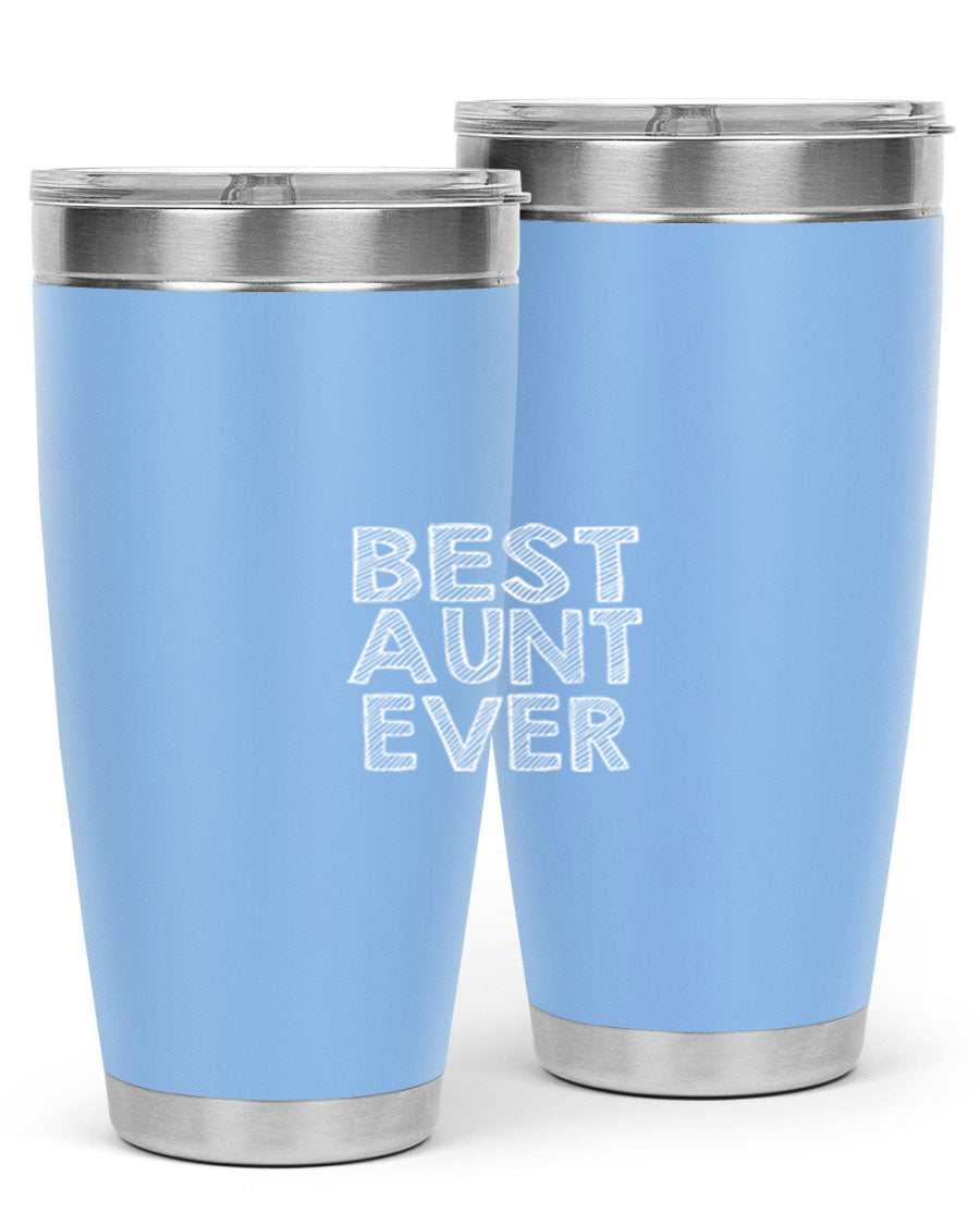 Best Aunt Ever Tumbler in stainless steel with a stylish design, perfect for hot and cold beverages.