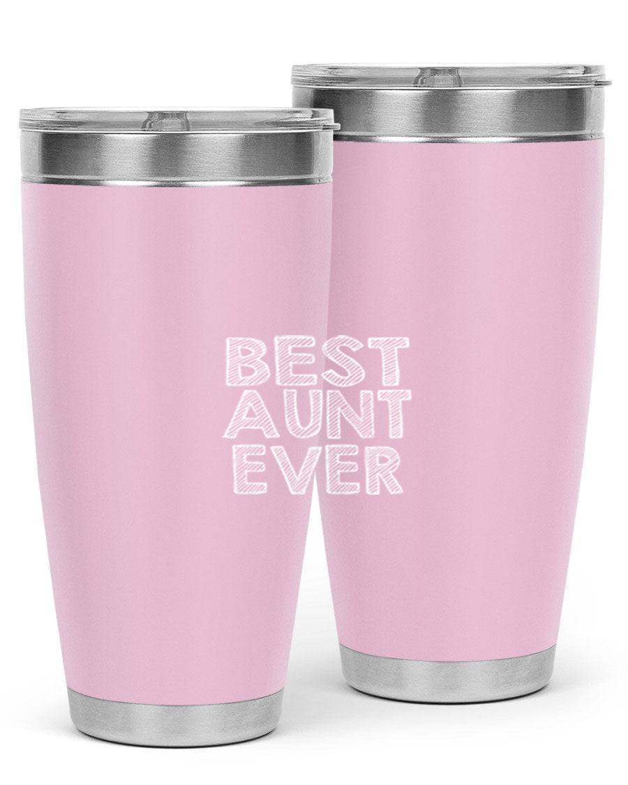 Best Aunt Ever Tumbler in stainless steel with a stylish design, perfect for hot and cold beverages.