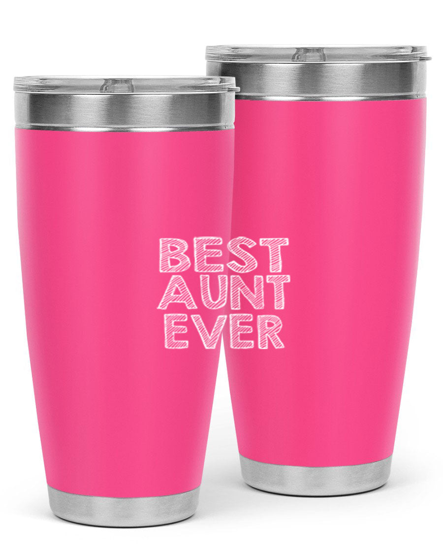 Best Aunt Ever Tumbler in stainless steel with a stylish design, perfect for hot and cold beverages.