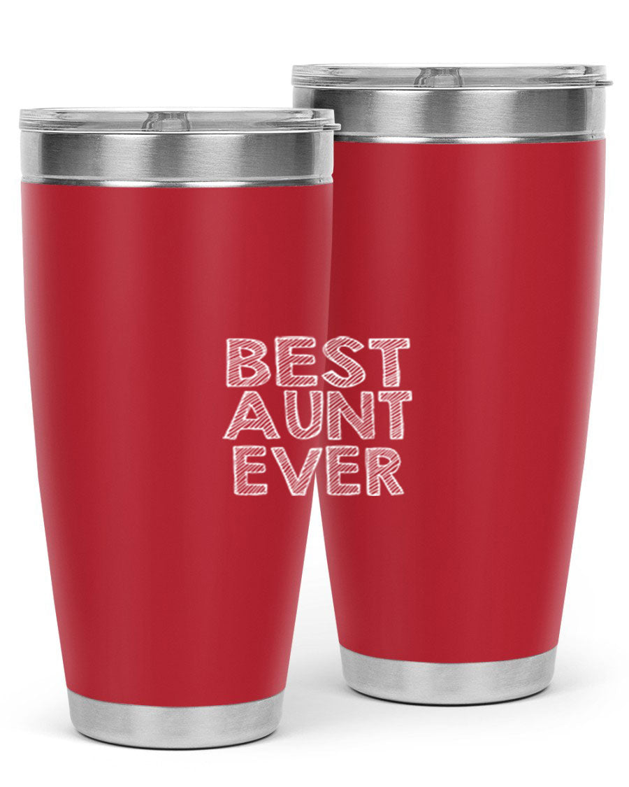 Best Aunt Ever Tumbler in stainless steel with a stylish design, perfect for hot and cold beverages.