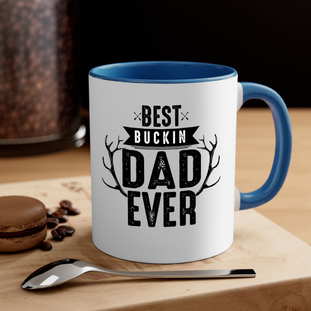 Best Buckin Dad ever mug with colorful handle and glossy finish, available in multiple sizes.