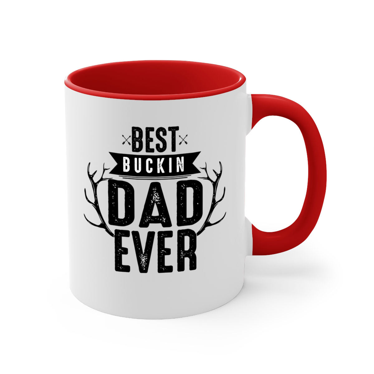 Best Buckin Dad ever mug with colorful handle and glossy finish, available in multiple sizes.