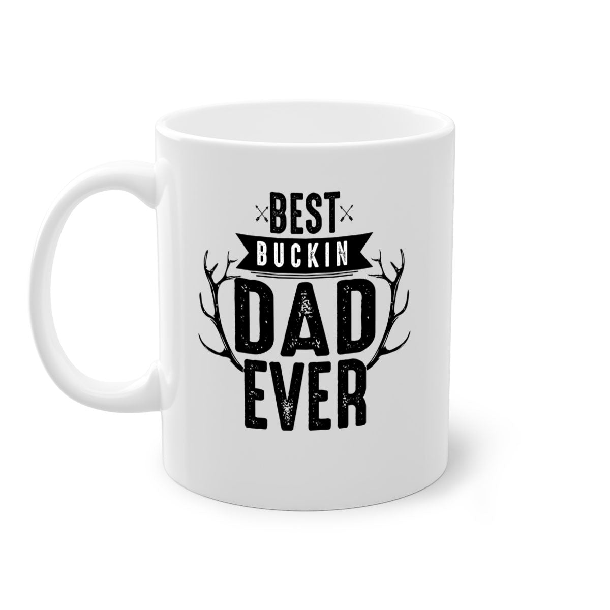 Best Buckin Dad ever mug with colorful handle and glossy finish, available in multiple sizes.