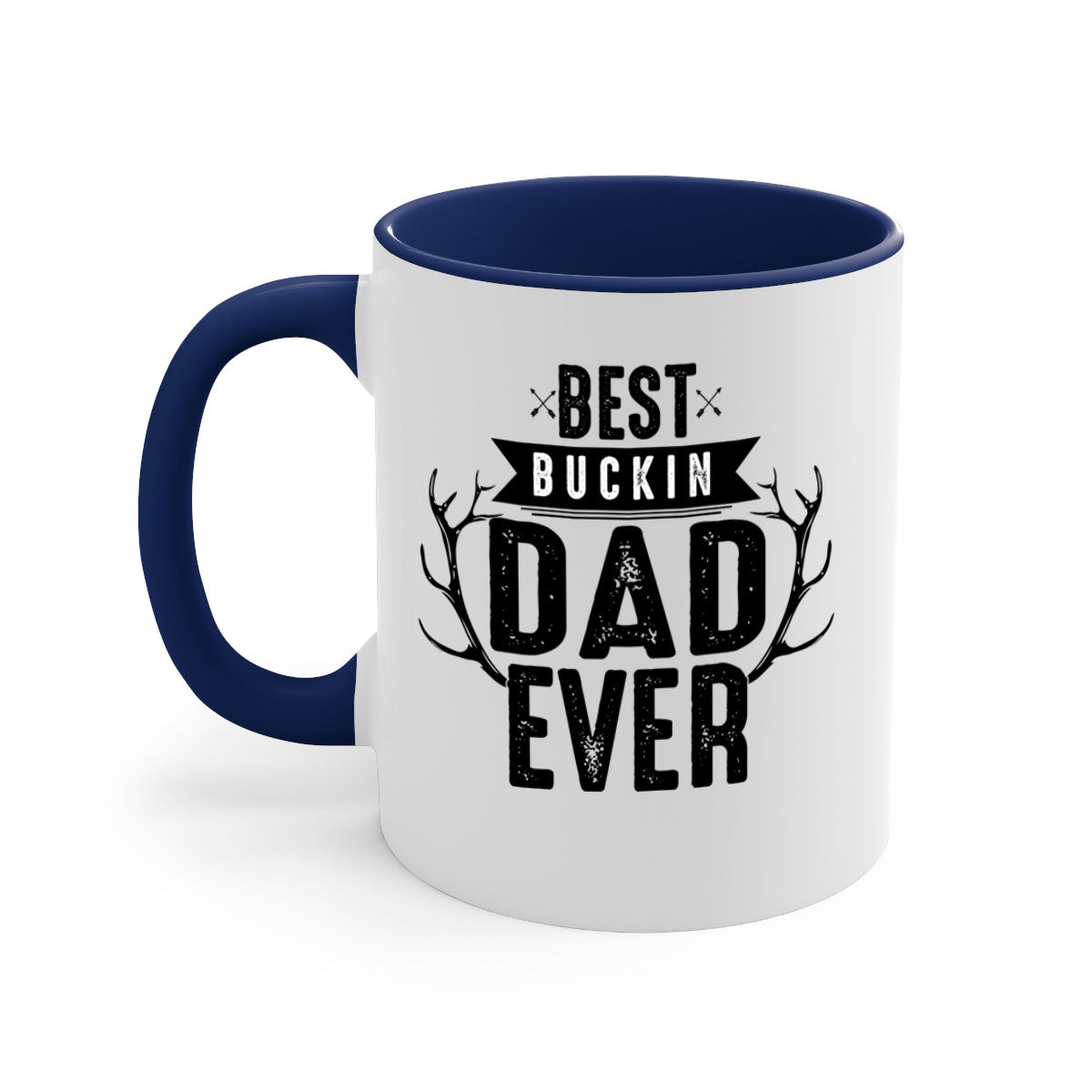 Best Buckin Dad ever mug with colorful handle and glossy finish, available in multiple sizes.