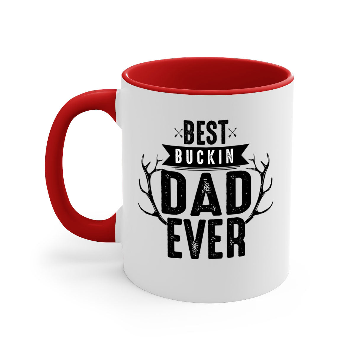 Best Buckin Dad ever mug with colorful handle and glossy finish, available in multiple sizes.