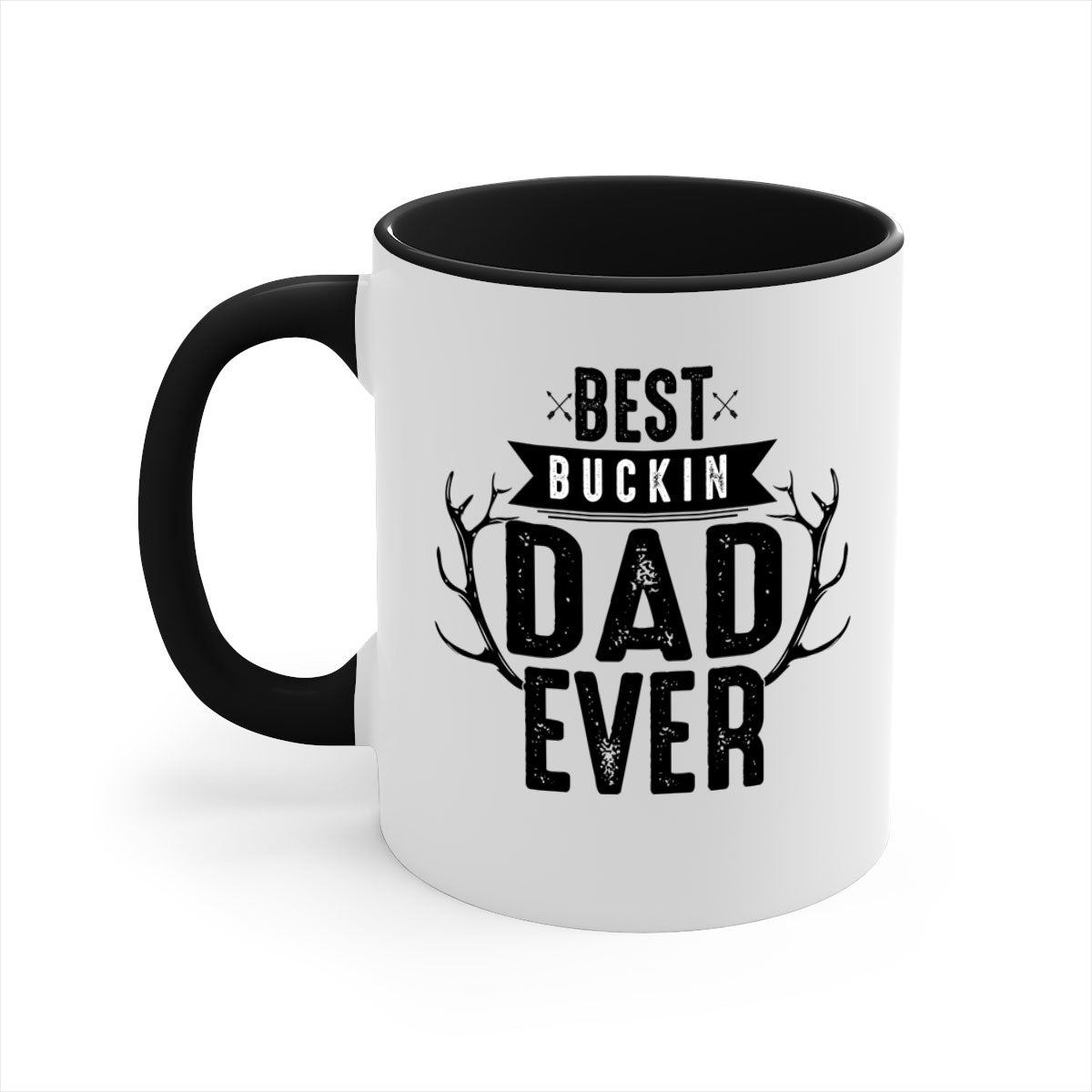 Best Buckin Dad ever mug with colorful handle and glossy finish, available in multiple sizes.