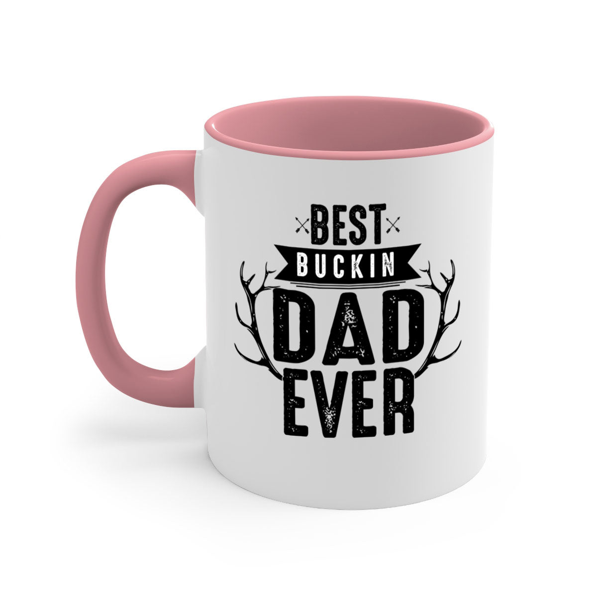 Best Buckin Dad ever mug with colorful handle and glossy finish, available in multiple sizes.