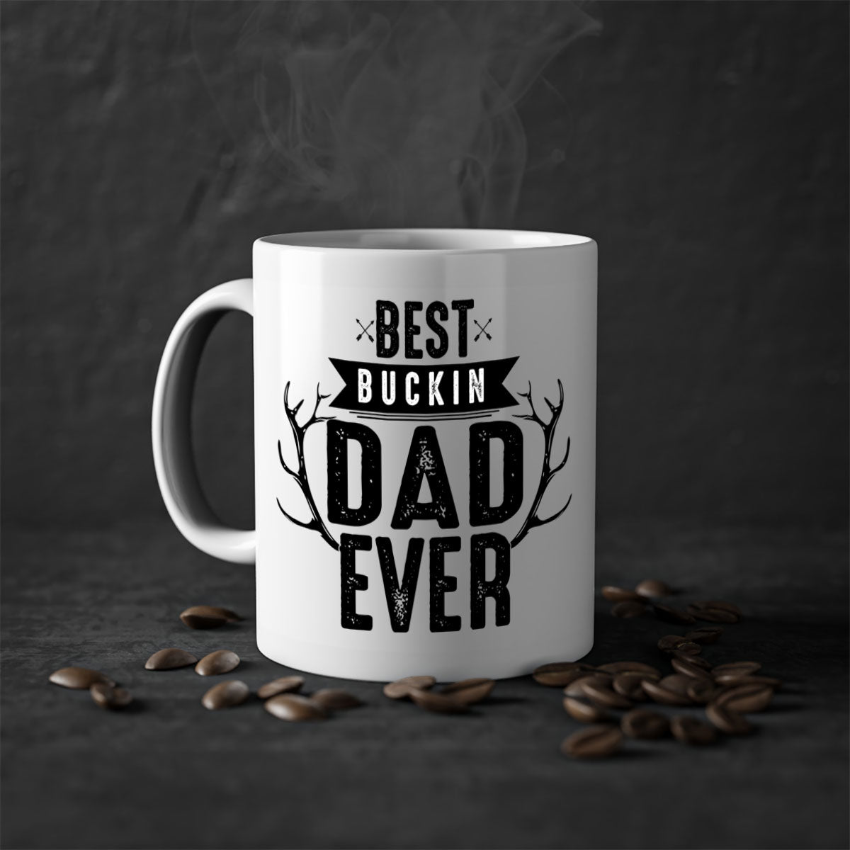 Best Buckin Dad ever mug with colorful handle and glossy finish, available in multiple sizes.