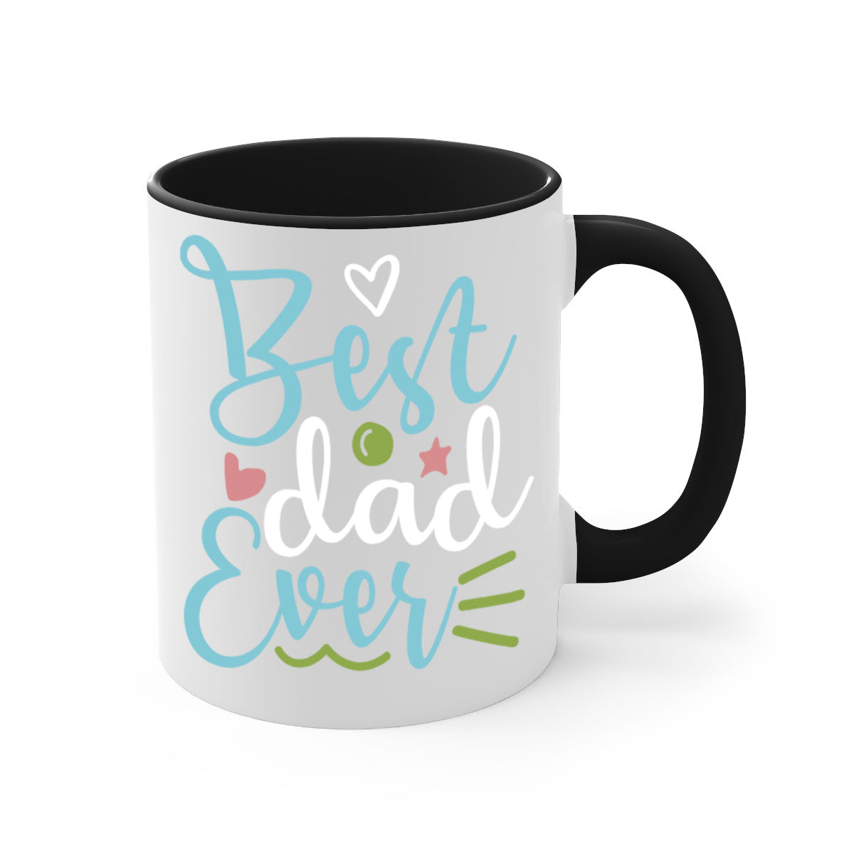 Best Dad Ever 110# Mug with colored handle and glossy finish, available in multiple colors and sizes.