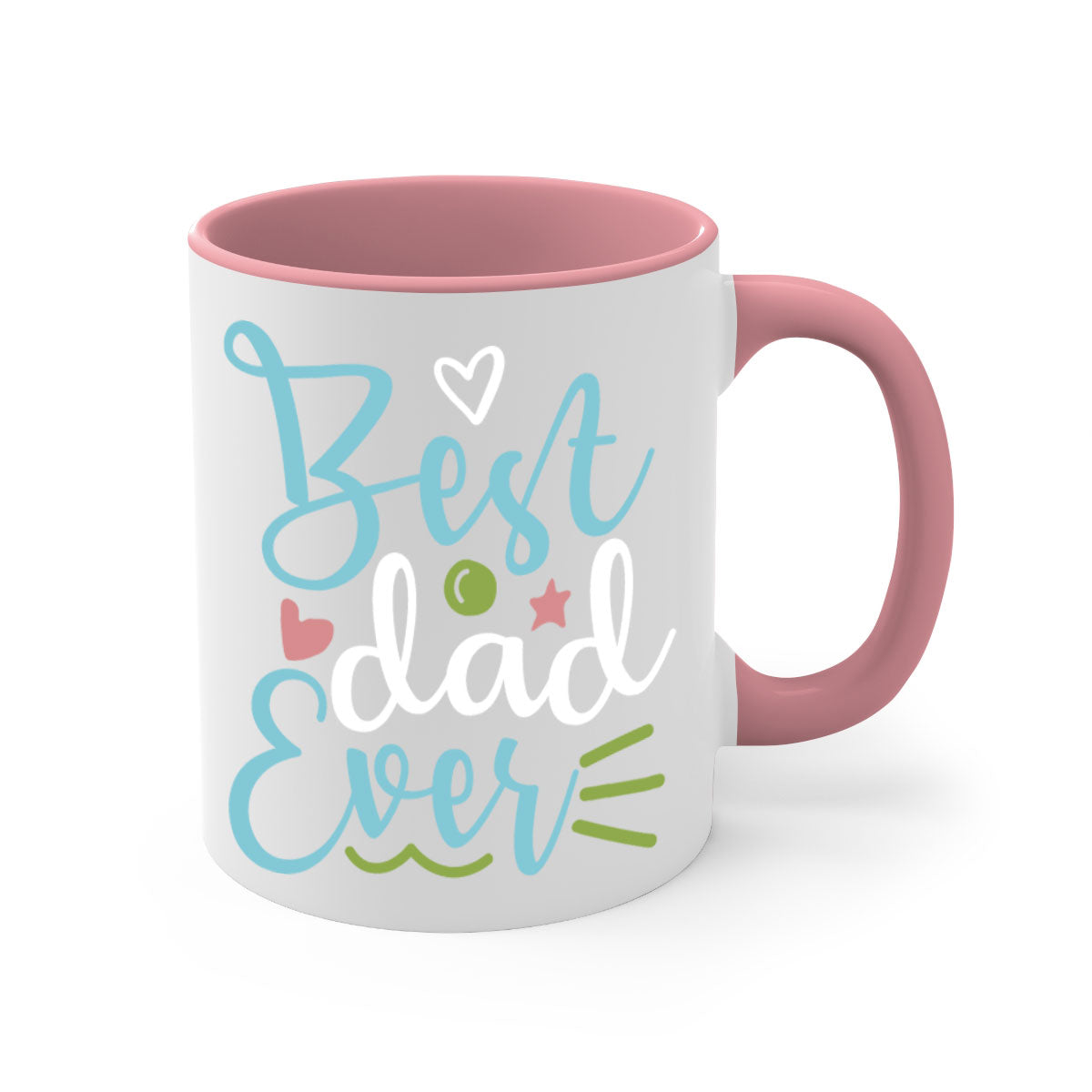 Best Dad Ever 110# Mug with colored handle and glossy finish, available in multiple colors and sizes.