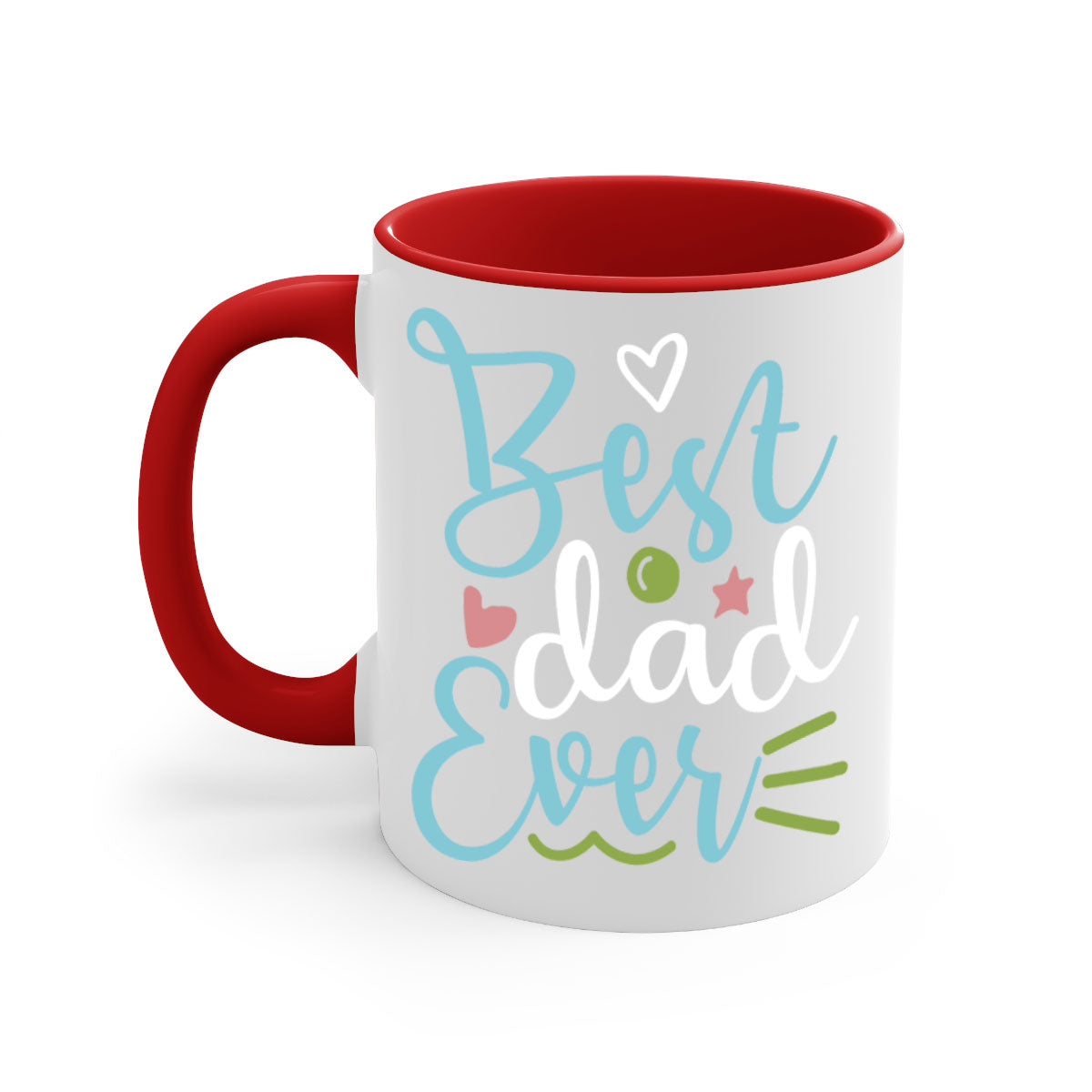 Best Dad Ever 110# Mug with colored handle and glossy finish, available in multiple colors and sizes.