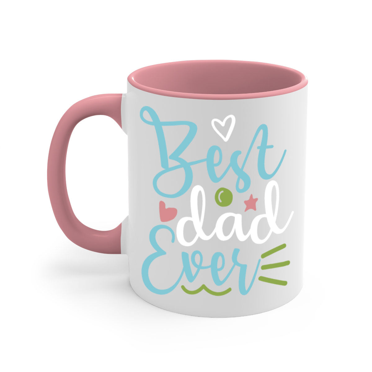 Best Dad Ever 110# Mug with colored handle and glossy finish, available in multiple colors and sizes.