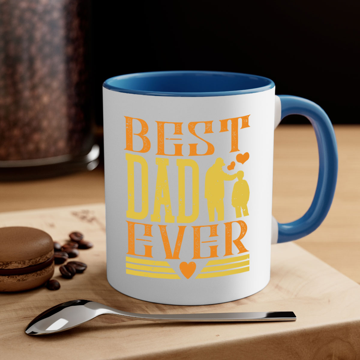 Best Dad Ever 199# Mug with colorful handle and glossy finish, available in multiple colors and sizes.