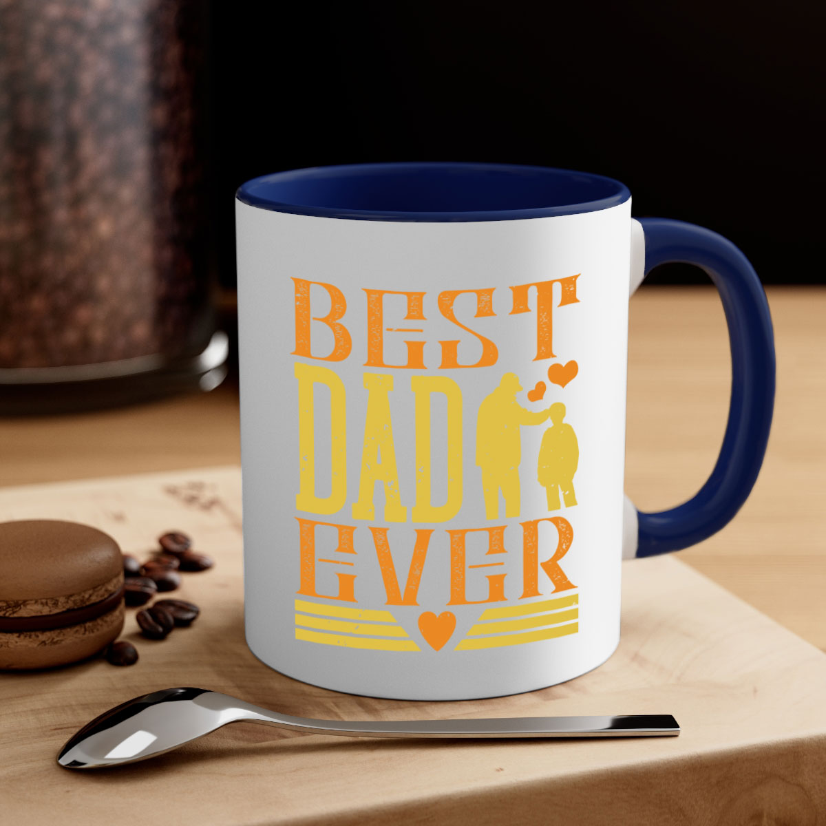 Best Dad Ever 199# Mug with colorful handle and glossy finish, available in multiple colors and sizes.