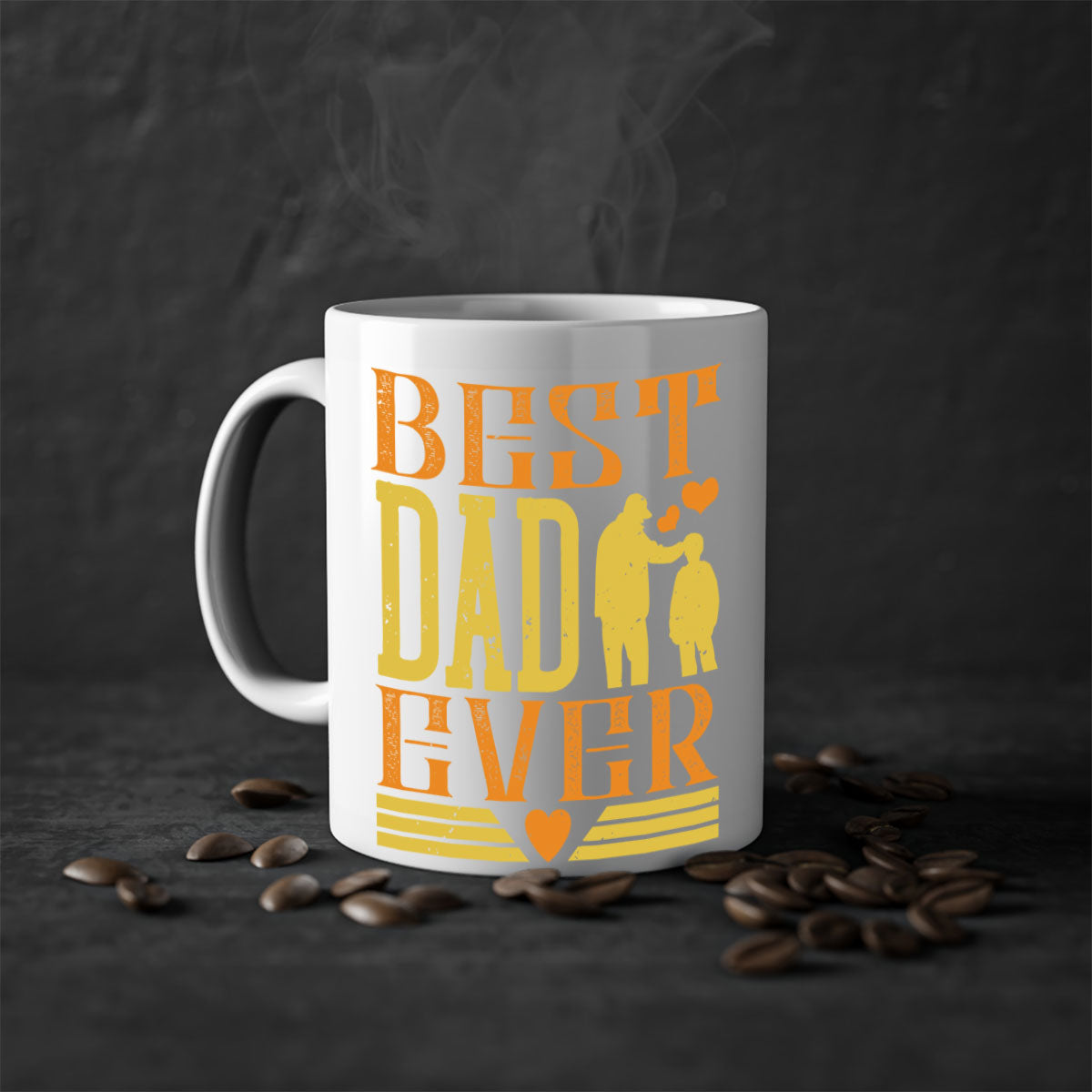 Best Dad Ever 199# Mug with colorful handle and glossy finish, available in multiple colors and sizes.