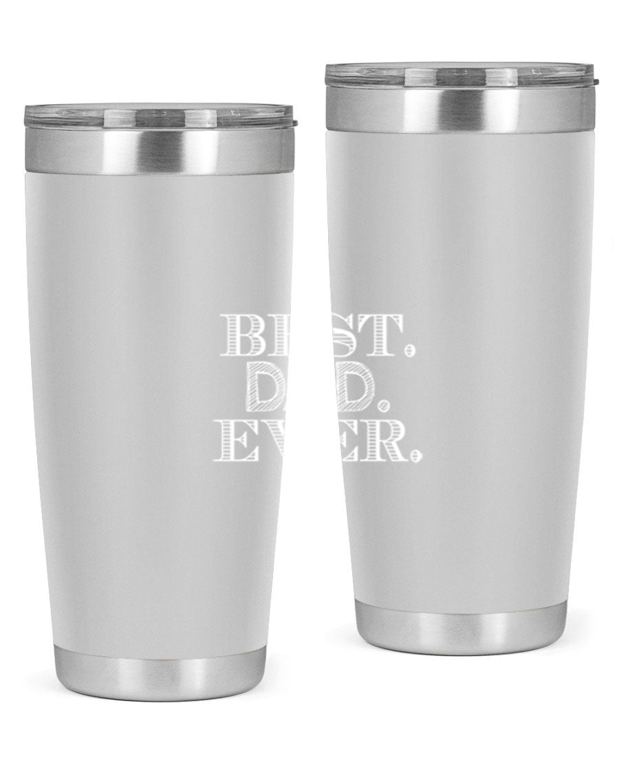 Best Dad Ever 20oz Tumbler made of stainless steel with a sleek design, featuring a press-in lid and a heartfelt message.