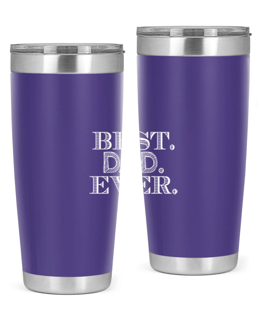 Best Dad Ever 20oz Tumbler made of stainless steel with a sleek design, featuring a press-in lid and a heartfelt message.