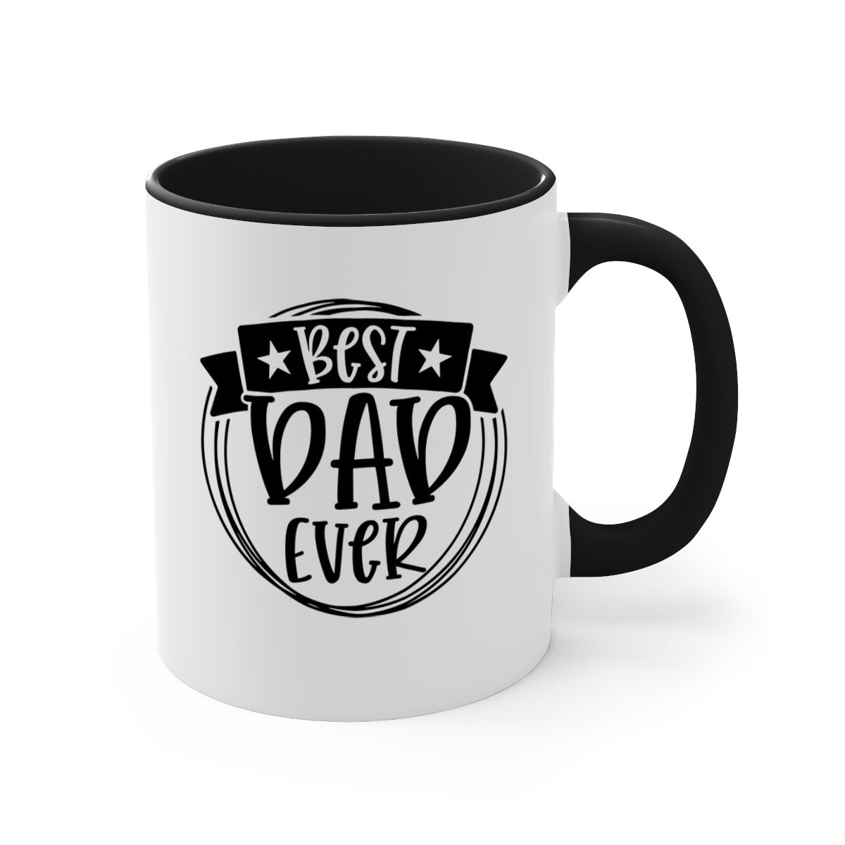 Best Dad Ever 72# Mug with colorful handle and glossy finish, available in multiple colors and sizes.