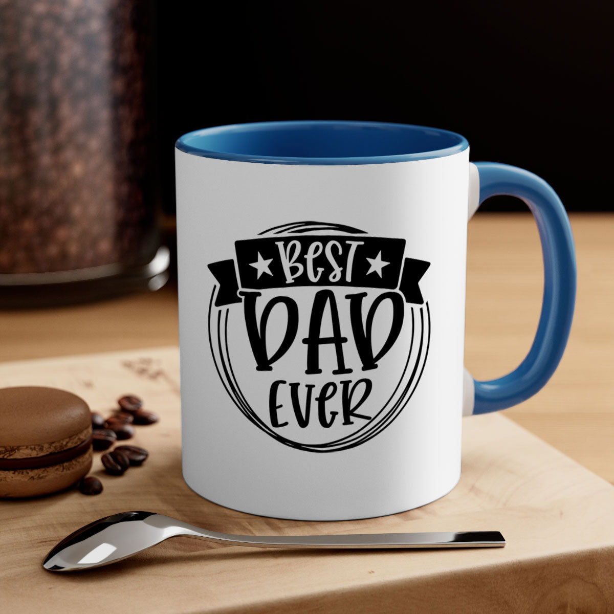 Best Dad Ever 72# Mug with colorful handle and glossy finish, available in multiple colors and sizes.