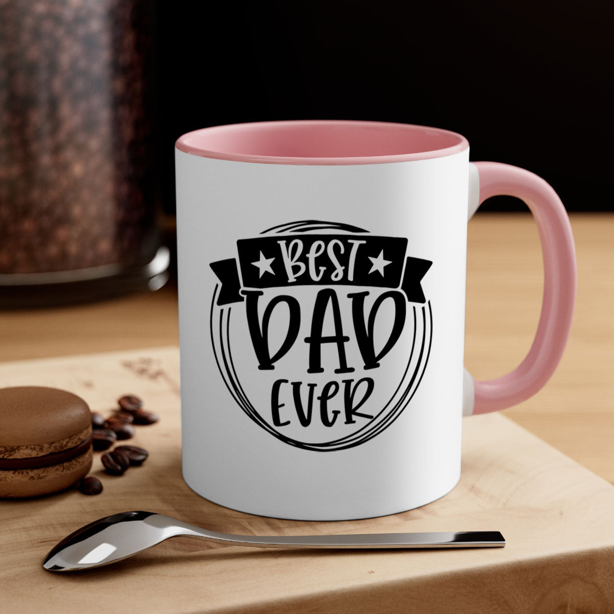 Best Dad Ever 72# Mug with colorful handle and glossy finish, available in multiple colors and sizes.