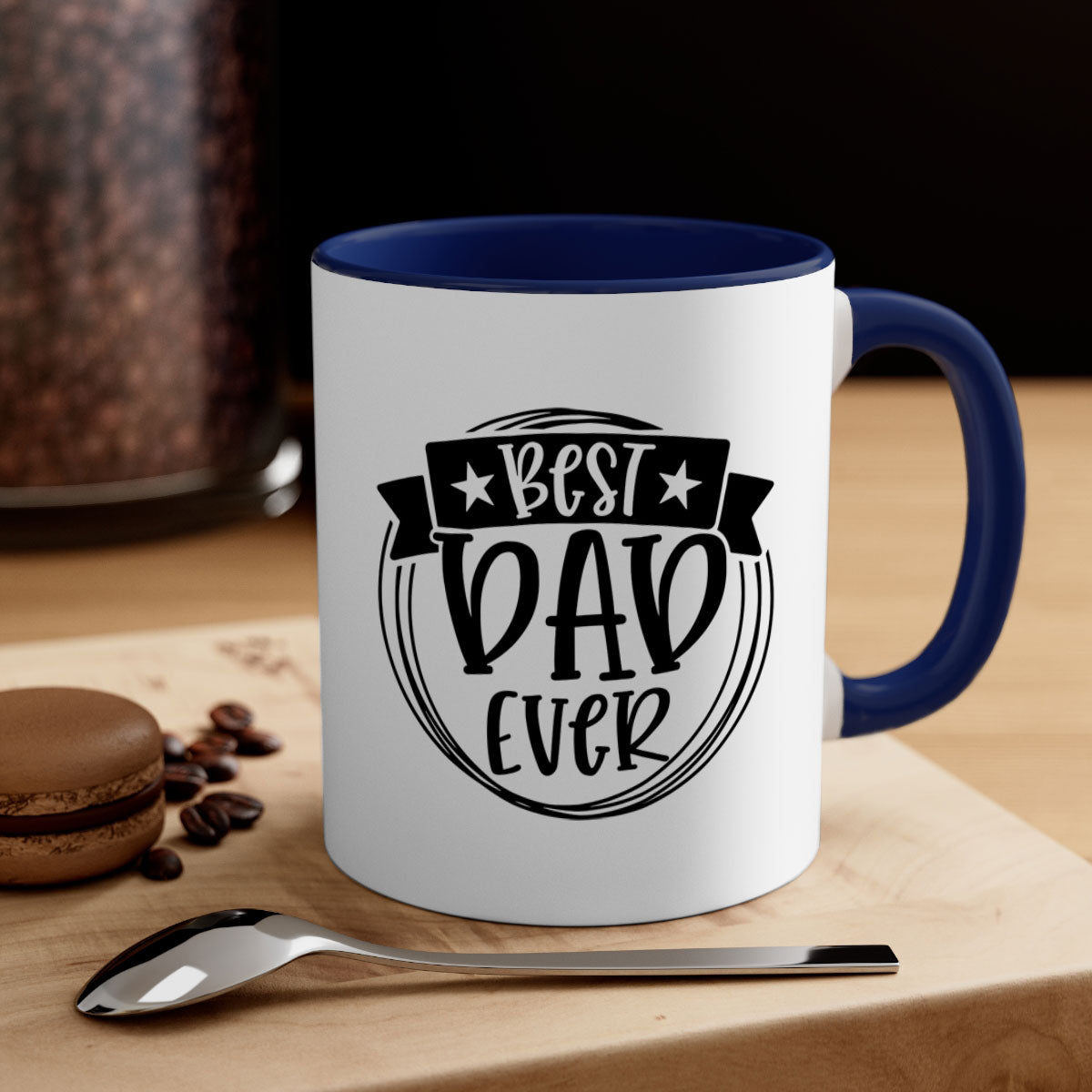 Best Dad Ever 72# Mug with colorful handle and glossy finish, available in multiple colors and sizes.