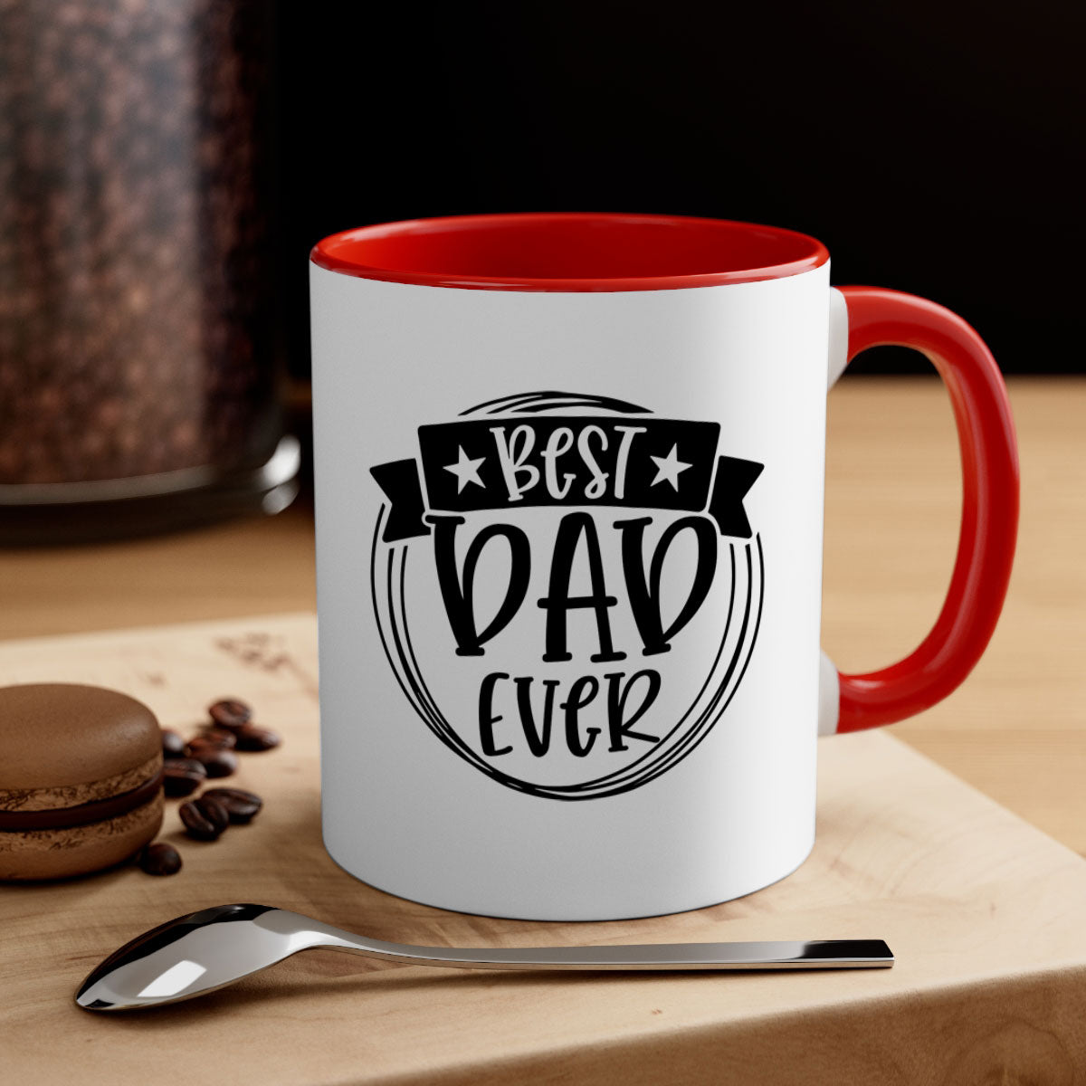 Best Dad Ever 72# Mug with colorful handle and glossy finish, available in multiple colors and sizes.