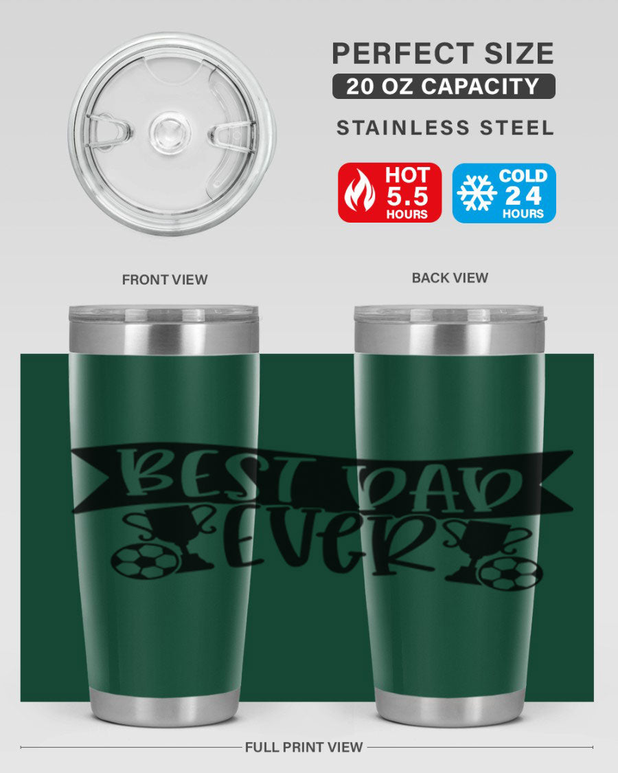 Best Dad Ever 73# Tumbler in stainless steel with a sleek design, perfect for hot and cold beverages.