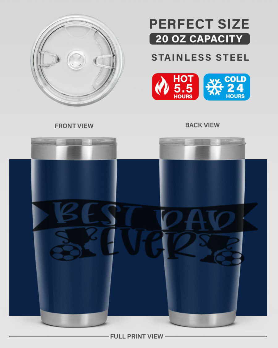 Best Dad Ever 73# Tumbler in stainless steel with a sleek design, perfect for hot and cold beverages.