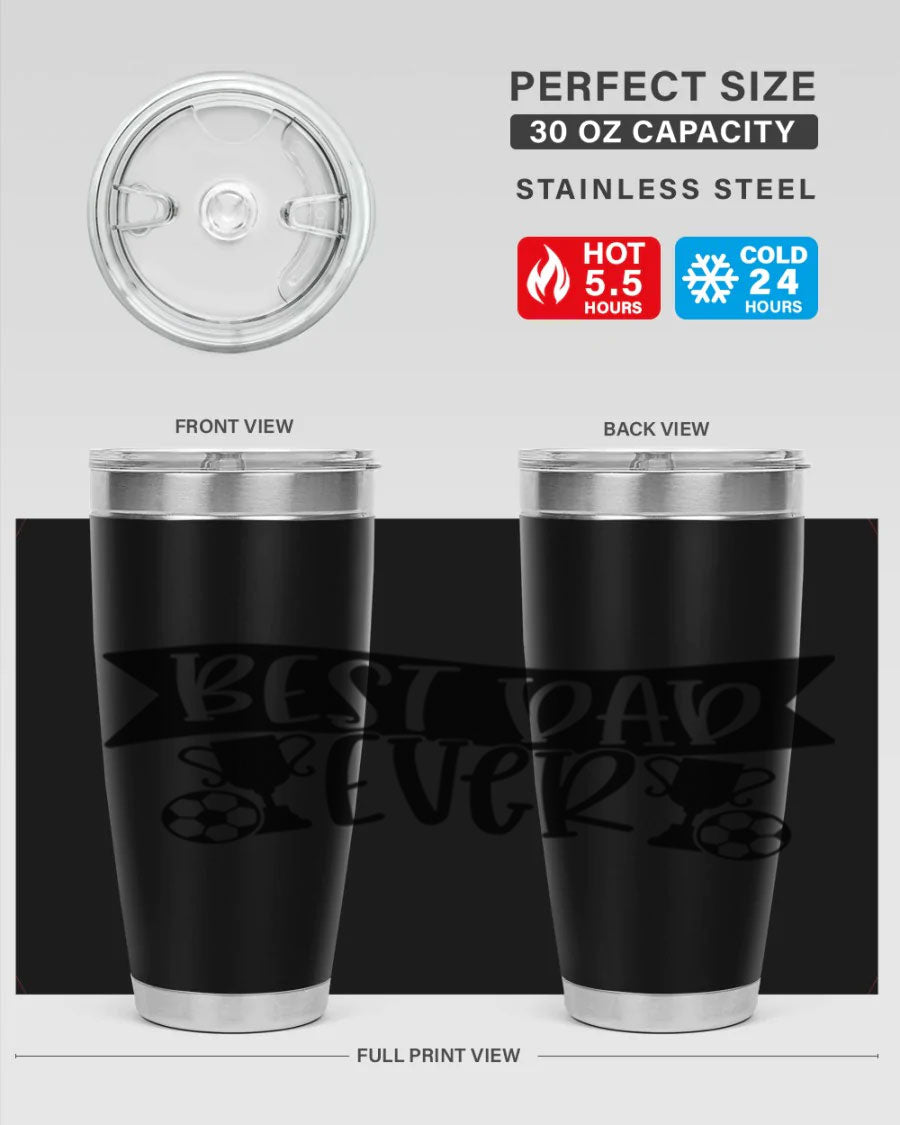 Best Dad Ever 73# Tumbler in stainless steel with a sleek design, perfect for hot and cold beverages.