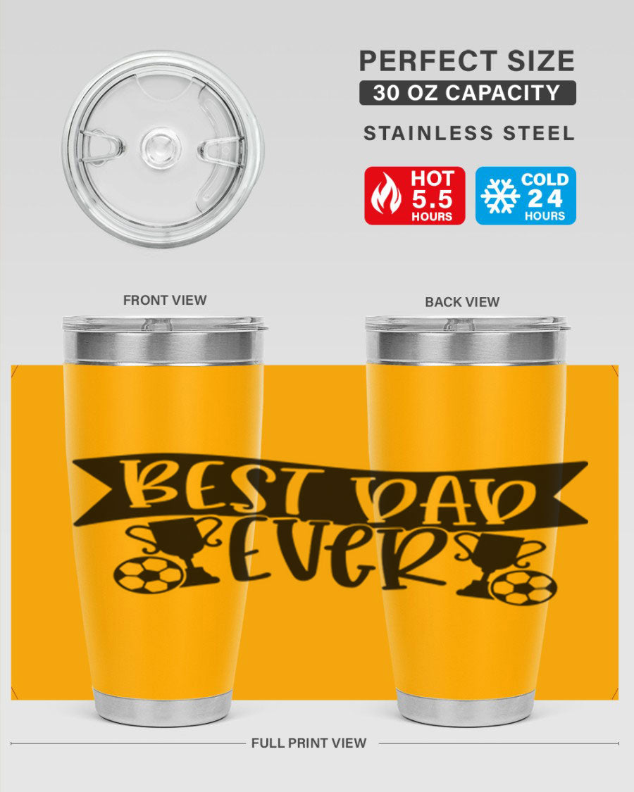 Best Dad Ever 73# Tumbler in stainless steel with a sleek design, perfect for hot and cold beverages.