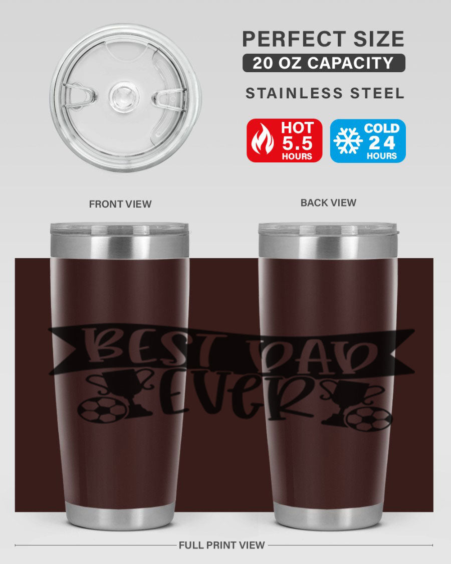 Best Dad Ever 73# Tumbler in stainless steel with a sleek design, perfect for hot and cold beverages.