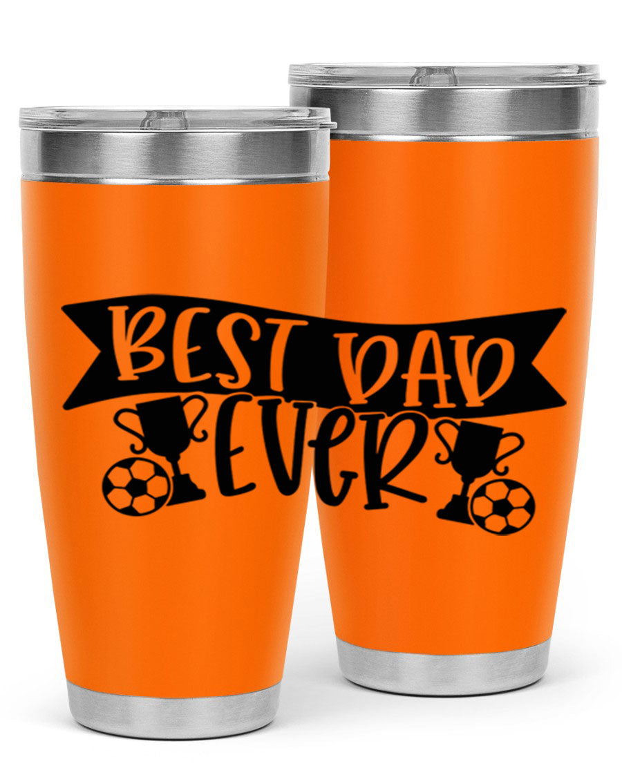 Best Dad Ever 73# Tumbler in stainless steel with a sleek design, perfect for hot and cold beverages.