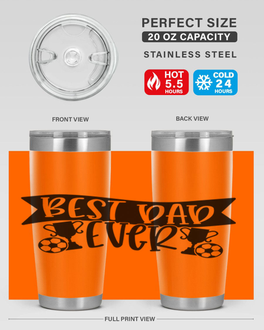 Best Dad Ever 73# Tumbler in stainless steel with a sleek design, perfect for hot and cold beverages.