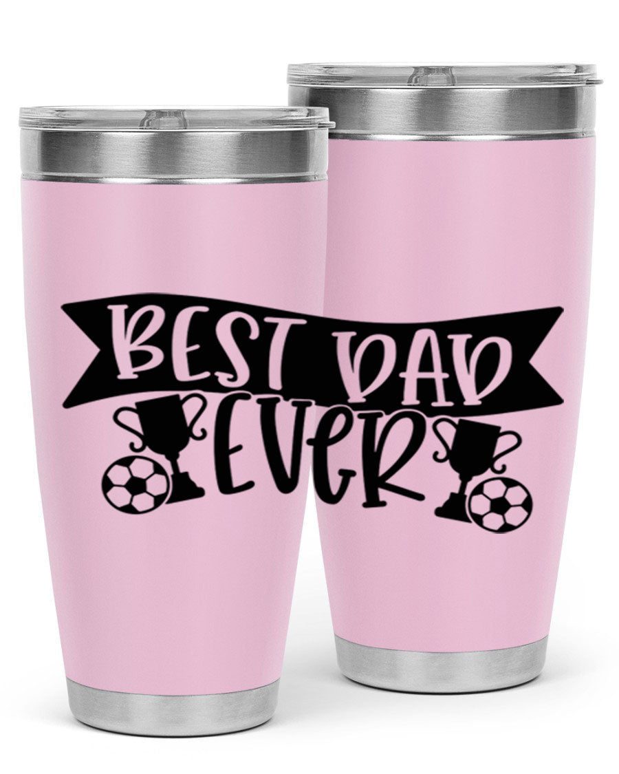 Best Dad Ever 73# Tumbler in stainless steel with a sleek design, perfect for hot and cold beverages.