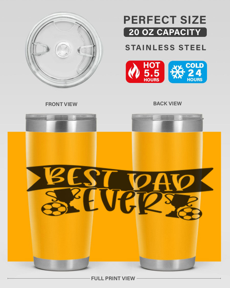 Best Dad Ever 73# Tumbler in stainless steel with a sleek design, perfect for hot and cold beverages.