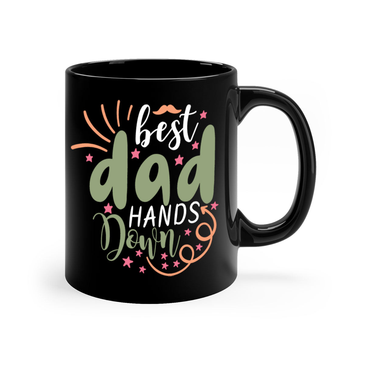 Best Dad Hands Down Mug with colorful handle and interior, showcasing a glossy finish.