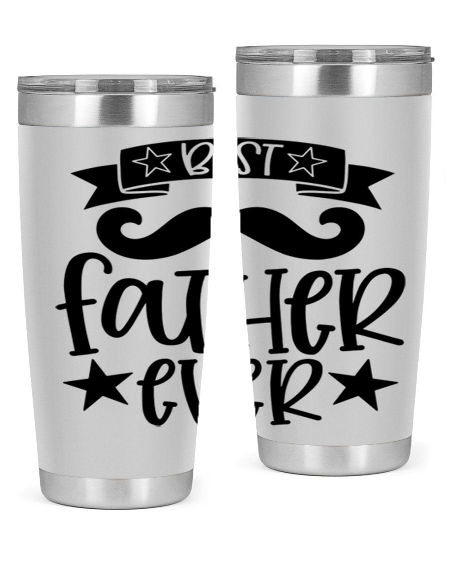 Best Father Ever Tumbler, 20oz stainless steel with copper lining, featuring a drink-thru lid, perfect for hot and cold beverages.