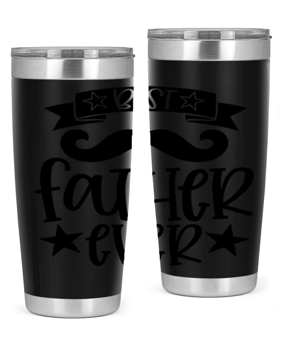 Best Father Ever Tumbler, 20oz stainless steel with copper lining, featuring a drink-thru lid, perfect for hot and cold beverages.